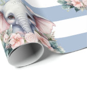 Elephant Wrapping Paper Blue & White Stripe Cadeaupapier (Rol Hoek)