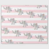 Elephant Wrapping Paper Pink & White Stripe  Cadeaupapier (Vlak)