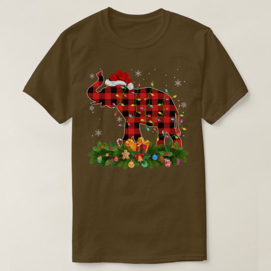 Elephant Xmas Licht Buffalo Pset Santa Elephant T-shirt (Design voorkant)