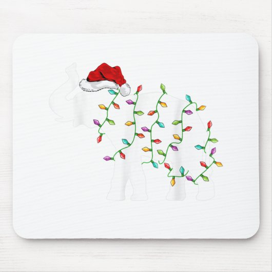 Elephant Xmas Lighting Funny Santa Hat Elephant Ch Muismat (Voorkant)