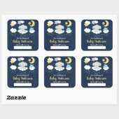 Elephant Yellow and Navy Baby Library Bookplate Vierkante Sticker (Vel)