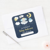 Elephant Yellow and Navy Baby Library Bookplate Vierkante Sticker (Envelop)