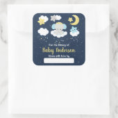Elephant Yellow and Navy Baby Library Bookplate Vierkante Sticker (Tas)