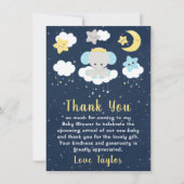 Elephant Yellow and Navy Baby shower Bedankkaart (Voorkant)