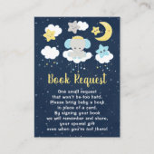 Elephant Yellow and Navy Baby shower Book Request Informatiekaartje (Voorkant)