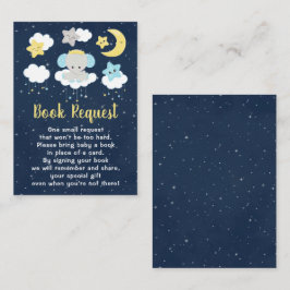 Elephant Yellow and Navy Baby shower Book Request Informatiekaartje