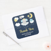 Elephant Yellow and Navy Baby shower Dank u wel Vierkante Sticker (Envelop)