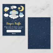 Elephant Yellow and Navy Baby shower Diaper Raffle Informatiekaartje (Voorkant / Achterkant)