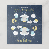 Elephant Yellow and Navy Baby shower Plaatskaartje (Buitenkant ongevouwen)