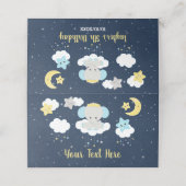 Elephant Yellow and Navy Birthday Party Plaatskaartje (Buitenkant ongevouwen)