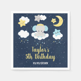 Elephant Yellow and Navy Birthday Party Servet