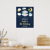 Elephant Yellow and Navy Birthday Party Welcome Poster (Keuken)