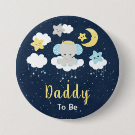 Elephant Yellow and Navy Dad to be Ronde Button 7,6 Cm