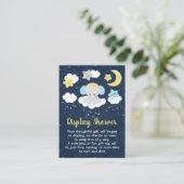 Elephant Yellow and Navy Display Baby shower Informatiekaartje (Staand voorkant)