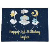 Elephant Yellow and Navy Happy Birthday Groot Cadeauzakje (Voorkant)