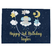 Elephant Yellow and Navy Happy Birthday Groot Cadeauzakje (Achterkant)