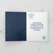 Elephant Yellow and Navy Happy Birthday Kaart (Binnen)