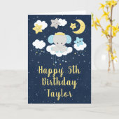 Elephant Yellow and Navy Happy Birthday Kaart (Gele Bloem)