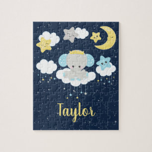 Elephant Yellow and Navy Legpuzzel