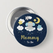 Elephant Yellow and Navy mammie Ronde Button 7,6 Cm (Voorkant /achterkant)