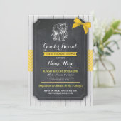 Elephant Yellow Baby shower Party Lemon Bow Invite Kaart (Staand voorkant)