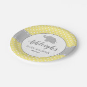 Elephant Yellow Grey Polka Dot Baby shower Papieren Bordje (Gekanteld)