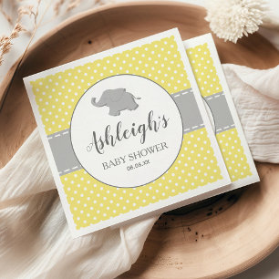 Elephant Yellow Grey Polka Dot Baby shower Servet