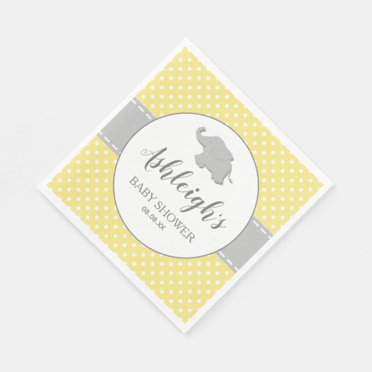 Elephant Yellow Grey Polka Dot Baby shower Servet (Hoek)