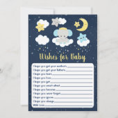 Elephant Yellow Navy Baby shower wil Baby Kaart (Voorkant)