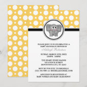 Elephant Yellow Polka Dot Baby Shower Invitations Kaart (Voorkant / Achterkant)