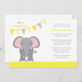 Elephant Yellow Polka Dot Banner Baby shower Kaart (Voorkant / Achterkant)