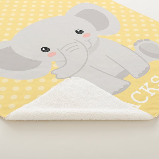 Elephant Yellow Polka Dot Personalized Boy Sherpa Deken (3/4)