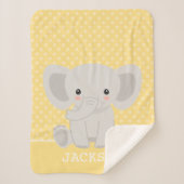 Elephant Yellow Polka Dot Personalized Boy Sherpa Deken (Voorkant)