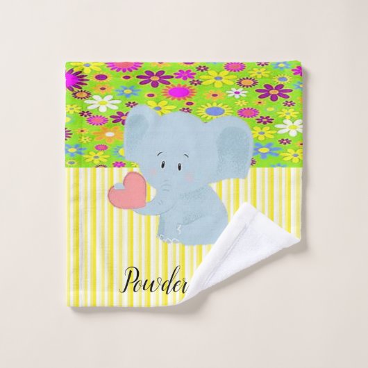 Elephant Yellow Stripe Bathroom Towel sets Bad Handdoek (Wasdoekje)