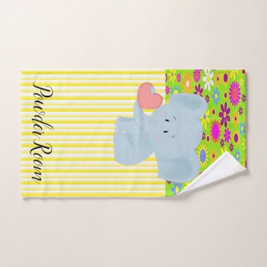 Elephant Yellow Stripe Bathroom Towel sets Bad Handdoek (Handdoek)