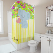 Elephant Yellow Stripe Shower Curtain Douchegordijn (In situ)
