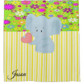 Elephant Yellow Stripe Shower Curtain Douchegordijn (Voorkant)