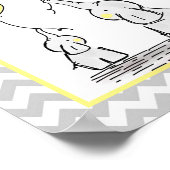 Elephant Yellow White Gray Chevron Baby Nursery Poster (Hoek)