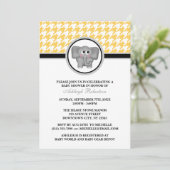 Elephant Yellow & White Houndstooth Baby shower Kaart (Staand voorkant)
