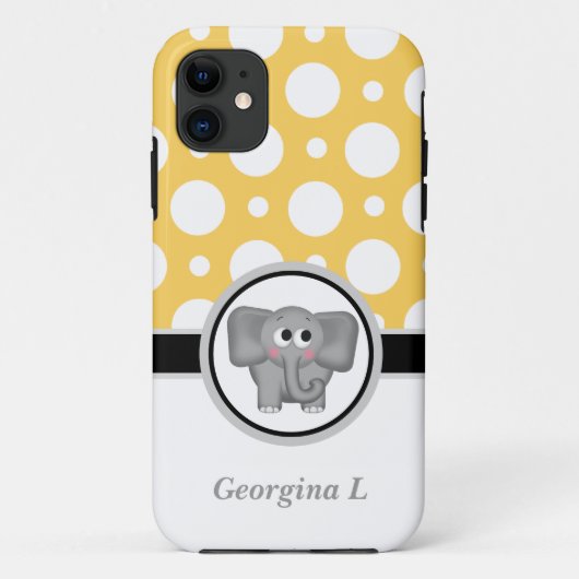 Elephant Yellow & White Polka Dot iPhone 5 Hoesje (Achterkant)