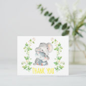 Elephant Zoo Animals Baby shower bedankje Briefkaart (Staand voorkant)