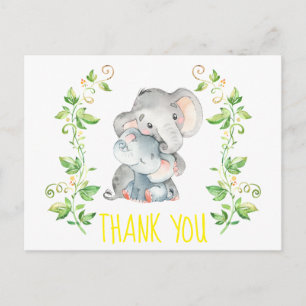 Elephant Zoo Animals Baby shower bedankje Briefkaart