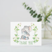Elephant Zoo Animals Baby shower bedankje Briefkaart (Staand voorkant)