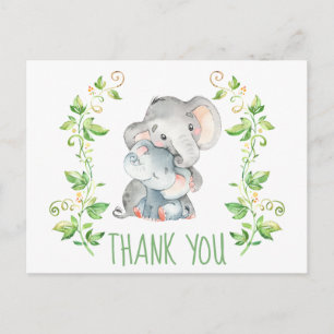Elephant Zoo Animals Baby shower bedankje Briefkaart