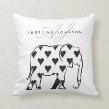 Elephant, zwart en wit patroon Modern Monogram