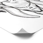 Elephant zwarte en witte surrealistische lijnkunst poster (Hoek)