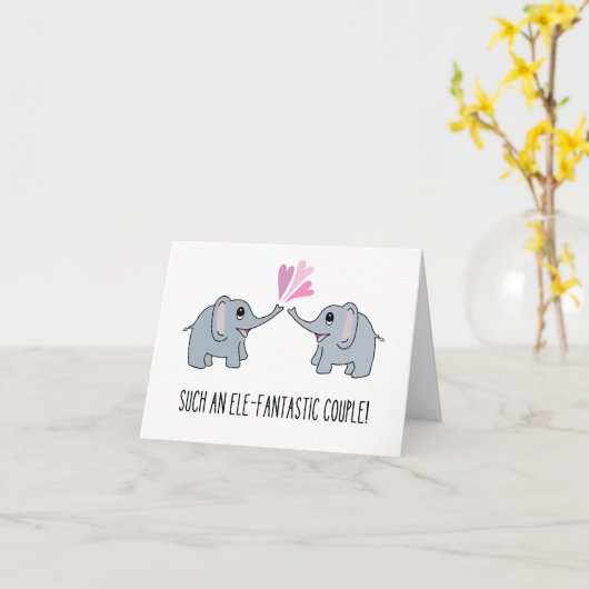 Elephantastic Couple Wedding Gefeliciteerd Kaart (Gele Bloem)