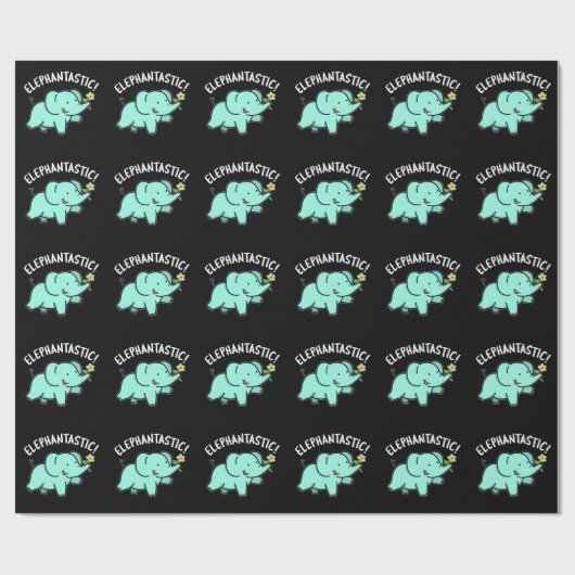 Elephantastic Funny Elephant Pun Dark BG Cadeaupapier (Vlak)