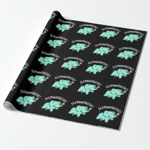 Elephantastic Funny Elephant Pun Dark BG Cadeaupapier