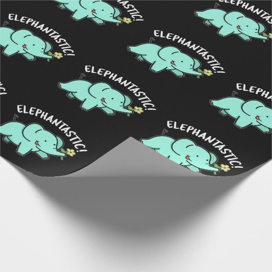 Elephantastic Funny Elephant Pun Dark BG Cadeaupapier (Hoek)